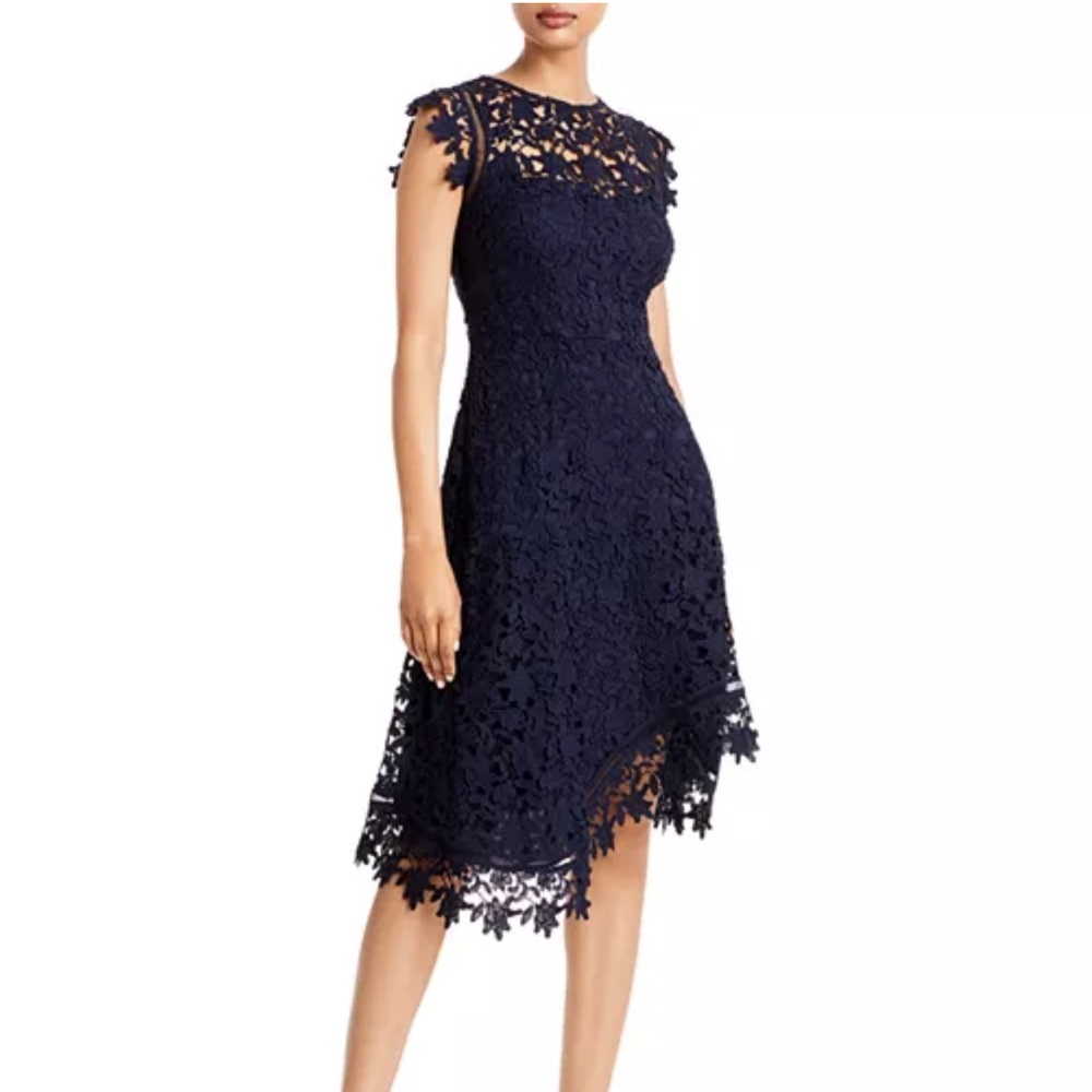 Eliza J Navy Lace Midi Dress